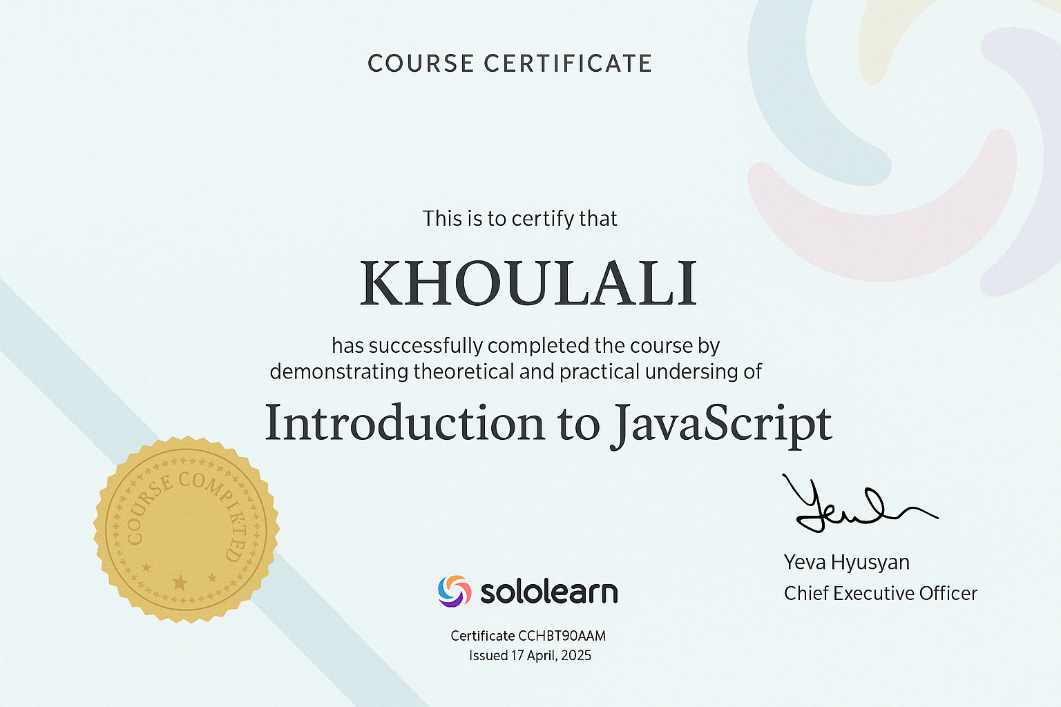 Certification JavaScript