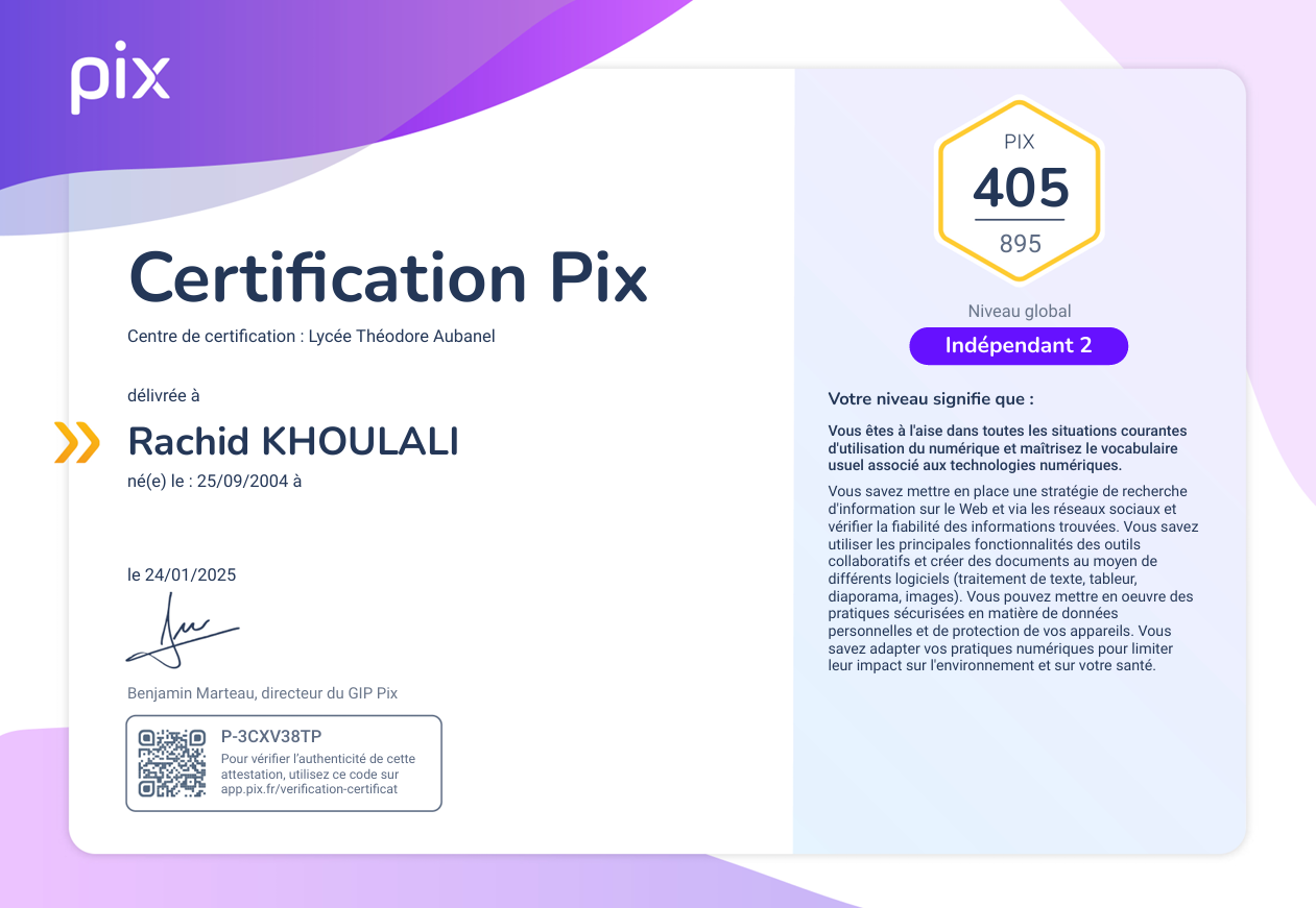 Certification PIX