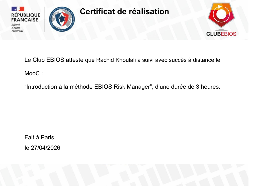 Certification Ebios